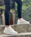 Shoecide Sb0548 Boa Kalın Yüksek Taban Beyaz Bağcıklı Spor Erkek Ayakkabı