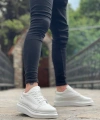 Shoecide Sb0548 Boa Kalın Yüksek Taban Beyaz Bağcıklı Spor Erkek Ayakkabı