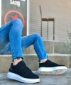 Shoecide Sb0548 Boa Kalın Yüksek Taban Siyah Bağcıklı Spor Erkek Ayakkabı