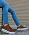 Shoecide Sb0548 Boa Kalın Yüksek Taban Taba Beyaz Bağcıklı Spor Erkek Ayakkabı