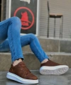 Shoecide Sb0548 Boa Kalın Yüksek Taban Taba Beyaz Bağcıklı Spor Erkek Ayakkabı