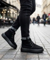 Shoecide Sb0550 İçi Kürklü Bağcıklı Siyah Taban Erkek Tarz Spor Bot