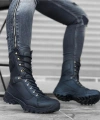 Shoecide Sb0605 Bağcıklı Siyah Cilt Askeri Postal Bot