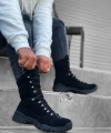 Shoecide Sb0605 Bağcıklı Siyah Süet Askeri Postal Bot
