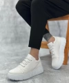 Shoecide Sb0666 Boa Beyaz Yüksek Taban Erkek Günlük Ayakkabı