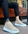 Shoecide Sb0666 Boa Krem Yüksek Taban Erkek Günlük Ayakkabı
