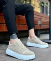 Shoecide Sb0666 Boa Krem Yüksek Taban Erkek Günlük Ayakkabı