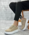 Shoecide Sb0666 Boa Krem Yüksek Taban Erkek Günlük Ayakkabı