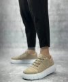 Shoecide Sb0666 Boa Krem Yüksek Taban Erkek Günlük Ayakkabı