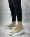 Shoecide Sb0666 Boa Krem Yüksek Taban Erkek Günlük Ayakkabı