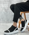 Shoecide Sb0666 Boa Siyah Beyaz Yüksek Taban Erkek Günlük Ayakkabı