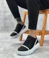 Shoecide Sb0666 Boa Siyah Beyaz Yüksek Taban Erkek Günlük Ayakkabı