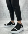 Shoecide Sb0666 Boa Siyah Beyaz Yüksek Taban Erkek Günlük Ayakkabı