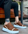 Shoecide Sb0666 Boa Taba Yüksek Taban Erkek Günlük Ayakkabı