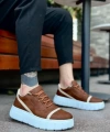 Shoecide Sb0666 Boa Taba Yüksek Taban Erkek Günlük Ayakkabı