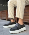 Shoecide Sb0676 Boa Gri Keten Yüksek Taban Erkek Yazlık Ayakkabı