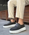 Shoecide Sb0676 Boa Gri Keten Yüksek Taban Erkek Yazlık Ayakkabı