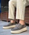 Shoecide Sb0676 Boa Kahverengi Keten Yüksek Taban Erkek Yazlık Ayakkabı
