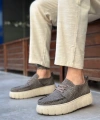Shoecide Sb0676 Boa Kahverengi Keten Yüksek Taban Erkek Yazlık Ayakkabı