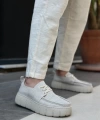 Shoecide Sb0676 Boa Krem Keten Yüksek Taban Erkek Yazlık Ayakkabı