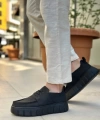 Shoecide Sb0676 Boa Siyah Keten Yüksek Taban Erkek Yazlık Ayakkabı