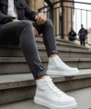 Shoecide Sb0713 Bağcıklı Beyaz Yüksek Taban Erkek Tarz Spor Bot
