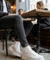 Shoecide Sb0713 Bağcıklı Beyaz Yüksek Taban Erkek Tarz Spor Bot