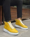 Shoecide Sb0713 Bağcıklı Sarı Yüksek Taban Erkek Tarz Spor Bot