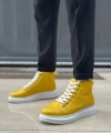 Shoecide Sb0713 Bağcıklı Sarı Yüksek Taban Erkek Tarz Spor Bot