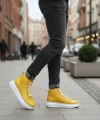Shoecide Sb0713 Bağcıklı Sarı Yüksek Taban Erkek Tarz Spor Bot