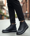 Shoecide Sb0713 Bağcıklı Yüksek Siyah Taban Erkek Tarz Spor Bot