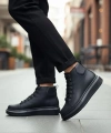Shoecide Sb0713 Bağcıklı Yüksek Siyah Taban Erkek Tarz Spor Bot