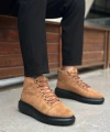 Shoecide Sb0713 Bağcıklı Yüksek Taba Süet Siyah Taban Erkek Tarz Spor Bot