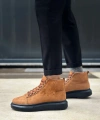 Shoecide Sb0713 Bağcıklı Yüksek Taba Süet Siyah Taban Erkek Tarz Spor Bot