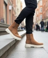Shoecide Sb0777 Süet Taba Krem Taban Çift Fermuarlı Erkek Yarım Bilek Bot