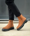 Shoecide Sb0777 Süet Taba Siyah Taban Çift Fermuarlı Erkek Yarım Bilek Bot