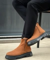 Shoecide Sb0777 Süet Taba Siyah Taban Çift Fermuarlı Erkek Yarım Bilek Bot