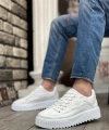 Shoecide Sb0801 Boa Beyaz Yüksek Taban Erkek Spor Ayakkabı