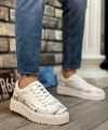 Shoecide Sb0801 Boa Yüksek Taban Gazete Desenli Erkek Spor Ayakkabı