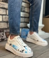 Shoecide Sb0801 Boa Yüksek Taban Mavi Desenli Erkek Spor Ayakkabı