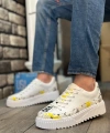 Shoecide Sb0801 Boa Yüksek Taban Sarı Siyah Desenli Erkek Spor Ayakkabı