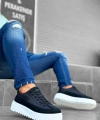 Shoecide Sb0801 Boa Yüksek Taban Siyah Paraşüt Kumaş Cilt Detaylı Erkek Ayakkabı