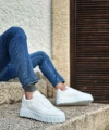 Shoecide Sb0802 Boa Beyaz Yüksek Taban Erkek Günlük Ayakkabı