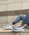 Shoecide Sb0802 Boa Gotik Desenli Beyaz Yüksek Taban Erkek Günlük Ayakkabı