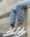 Shoecide Sb0802 Boa Gotik Desenli Beyaz Yüksek Taban Erkek Günlük Ayakkabı