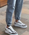 Shoecide Sb0802 Boa Gotik Desenli Beyaz Yüksek Taban Erkek Günlük Ayakkabı