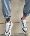 Shoecide Sb0802 Boa Gotik Desenli Beyaz Yüksek Taban Erkek Günlük Ayakkabı