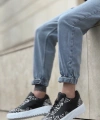 Shoecide Sb0802 Boa Gotik Desenli Siyah Beyaz Yüksek Taban Erkek Günlük Ayakkabı