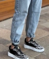 Shoecide Sb0802 Boa Gotik Desenli Siyah Beyaz Yüksek Taban Erkek Günlük Ayakkabı