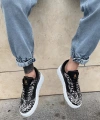 Shoecide Sb0802 Boa Gotik Desenli Siyah Beyaz Yüksek Taban Erkek Günlük Ayakkabı